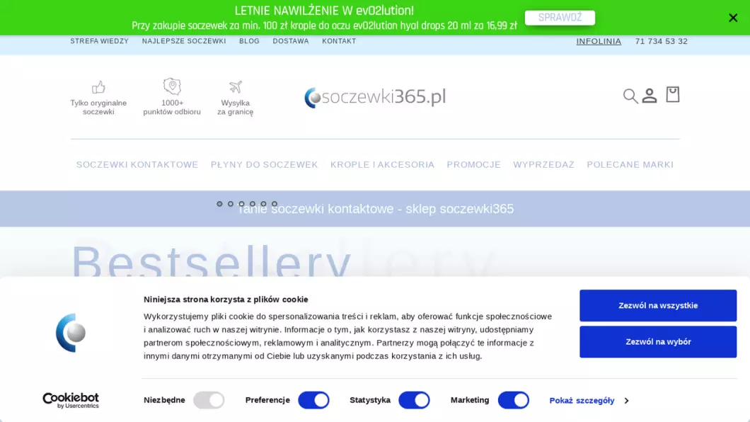 Zrzut ekranu strony Soczewki kontaktowe - SOCZEWKI365.PL